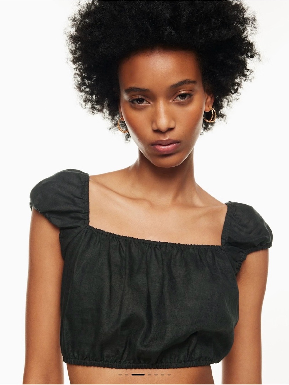 Aritzia Wilfred Ethereal Top NWT Black M Coquette Cropped Feminine Beach Minimal